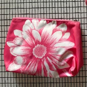 Clinique NWT Floral Pink Cosmetic Bag water proof fabric